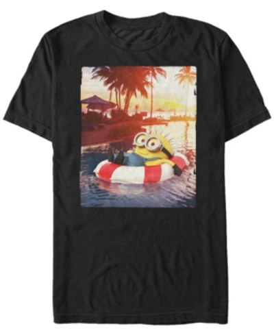 Fifth Sun Minions Men's Jerry Sunset Float Short Sleeve T-shirt In Black