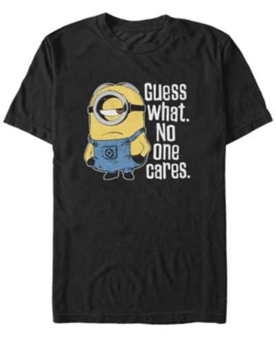Fifth Sun Minions Men's Stuart No One Cares Short Sleeve T-shirt In Black
