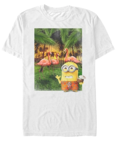 Fifth Sun Minions Men's Bob Flamingos Short Sleeve T-shirt In White