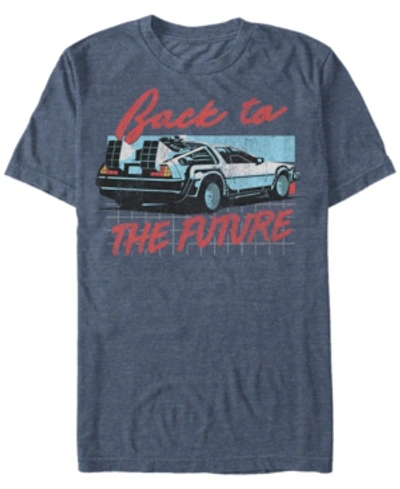 Fifth Sun Back To The Future Franchise Men's Delorean Grid Short Sleeve T-shirt In Navy Heath