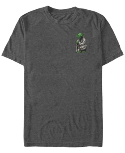 Fifth Sun Star Wars Men's Yoda Staff Left Chest Short Sleeve T-shirt In Charcoal H
