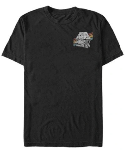 Fifth Sun Star Wars Men's Millennium Falcon Retro Rainbow Stripe Short Sleeve T-shirt In Black