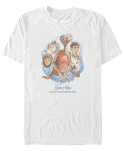 Fifth Sun E.t. The Extra-terrestrial Men's Main Cast Vintage-like Portrait Movie Logo Short Sleeve T-shirt In White