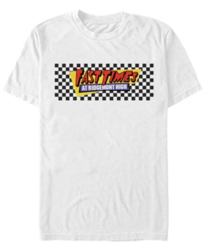 Fifth Sun Fast Times At Ridgemont High Men's Black Checkers Logo Short Sleeve T-shirt In White
