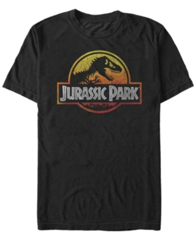 Fifth Sun Jurassic Park Men's Fiery Gradient Logo Short Sleeve T-shirt In Black
