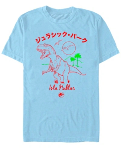 Fifth Sun Jurassic Park Men's Kanji Isla Nublar Short Sleeve T-shirt In Light Blue
