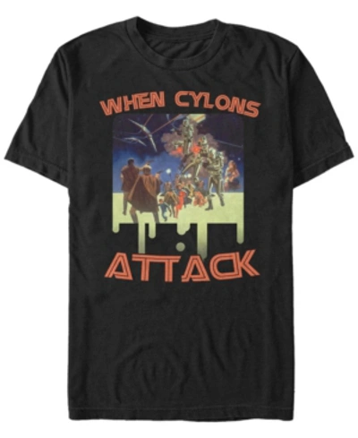 Fifth Sun Battlestar Galactica Men's When Cylons Attack Short Sleeve T-shirt In Black