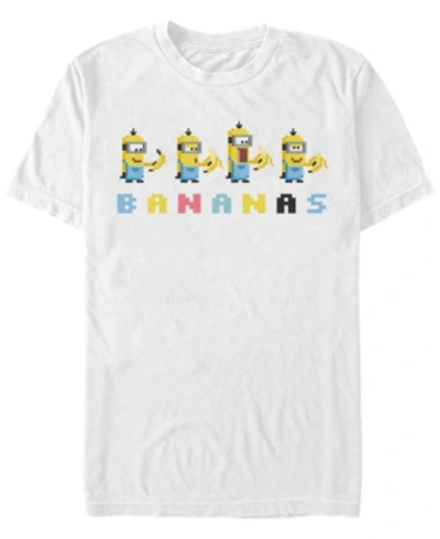 Fifth Sun Minions Men's 8-bit Bananas Short Sleeve T-shirt In White