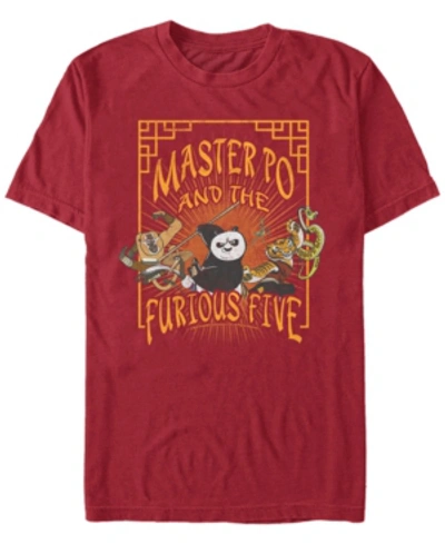 Fifth Sun Kung Fu Panda Men's Master Po And The Furious Five Poster Short Sleeve T-shirt In Cardinal