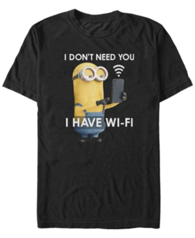Fifth Sun Minions Men's Kevin I Have Wi-fi Short Sleeve T-shirt In Black