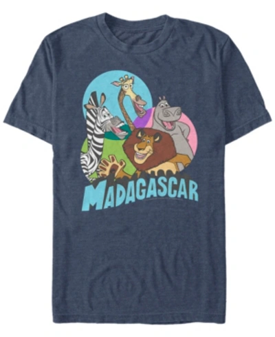 Fifth Sun Madagascar Men's Animal Venn Diagram Short Sleeve T-shirt In Navy Heath