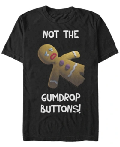 Fifth Sun Shrek Men's Gingerbread Man Gumdrop Buttons Short Sleeve T-shirt In Black
