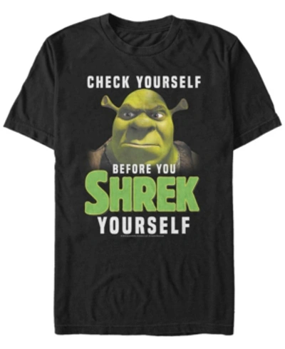 Fifth Sun Shrek Men's Check Yourself Before You Shrek Yourself Short Sleeve T-shirt In Black
