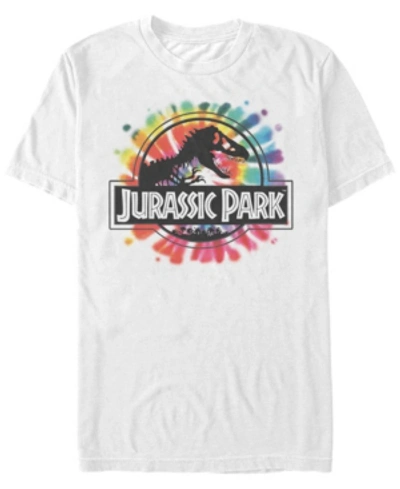 Fifth Sun Jurassic Park Men's Tie Dye Classic Logo Short Sleeve T-shirt In White