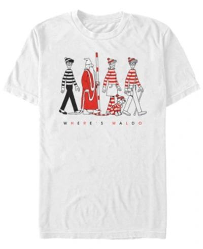 Fifth Sun Where's Waldo Men's Character Line Up Short Sleeve T-shirt In White