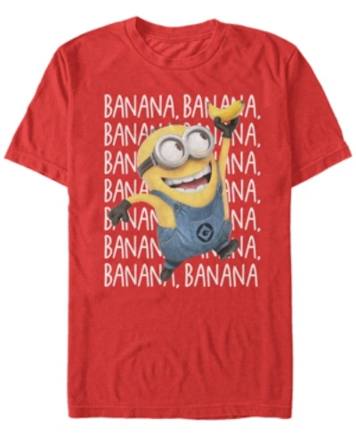 Fifth Sun Minions Men's Gone Bananas Short Sleeve T-shirt In Red