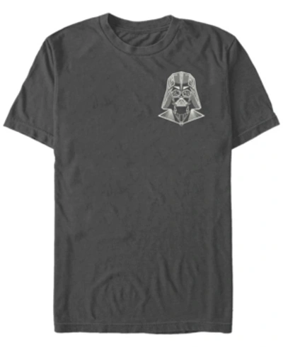 Fifth Sun Star Wars Men's Left Pocket Geo Vader Short Sleeve T-shirt In Charcoal