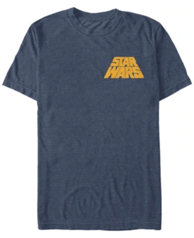Fifth Sun Star Wars Men's Distressed Tilted Yellow Logo Short Sleeve T-shirt In Blue