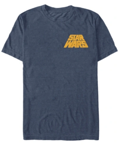 Fifth Sun Star Wars Men's Distressed Tilted Yellow Logo Short Sleeve T-shirt In Navy Heath