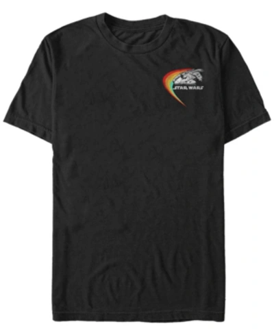 Fifth Sun Star Wars Men's Rainbow Stroke Millennium Falcon Left Chest Logo Short Sleeve T-shirt In Black