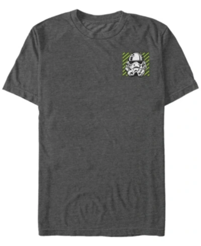 Fifth Sun Star Wars Men's Neon Striped Stormtrooper Helmet Short Sleeve T-shirt In Charcoal H