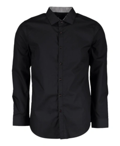 Galaxy By Harvic Mens Long Sleeve Solid Slim Fit Dress Shirts In Black