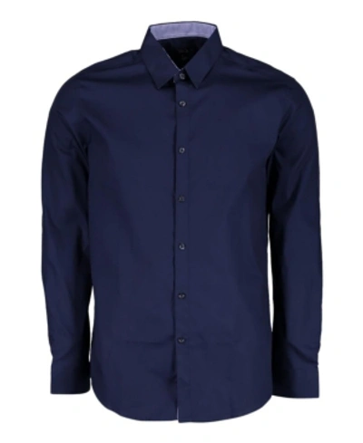 Galaxy By Harvic Mens Long Sleeve Solid Slim Fit Dress Shirts In Navy