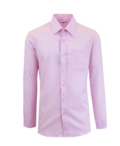 Galaxy By Harvic Men's Long Sleeve Solid Dress Shirt In Solid Pink