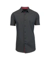 Galaxy By Harvic Men's Slim-fit Short Sleeve Solid Dress Shirts In Black