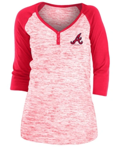 5th & Ocean Atlanta Braves Women's Space Dye Raglan Shirt In Red