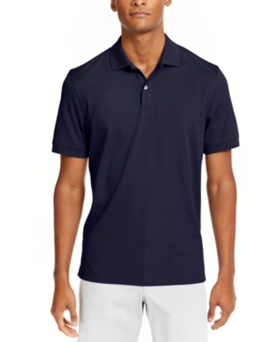Club Room Men's Soft Touch Interlock Polo, Created For Macy's In Navy Blue