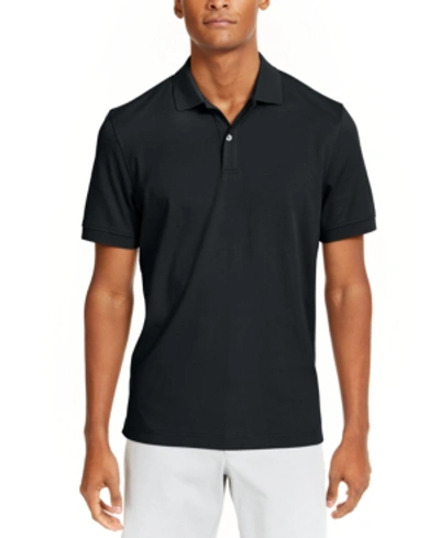 Club Room Men's Soft Touch Interlock Polo, Created For Macy's In Deep Black