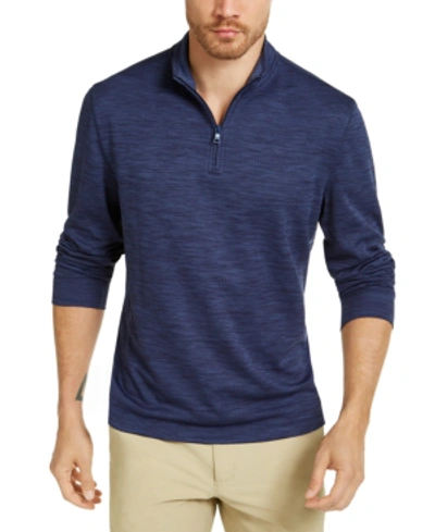 Club Room Men's Quarter-zip Tech Sweatshirt, Created For Macy's In Navy Blue