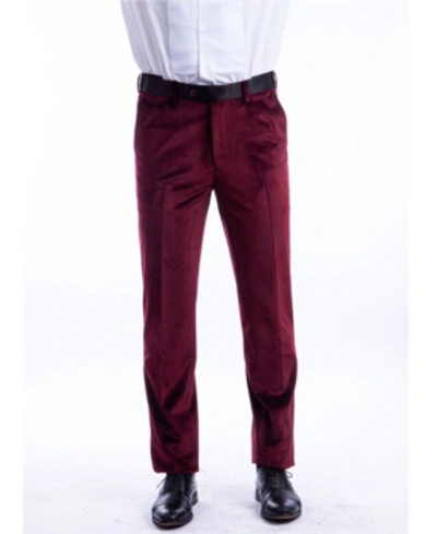 Bryan Michaels Men's Skinny Modern Fit Velvet Tuxedo Dress Pants In Burgundy