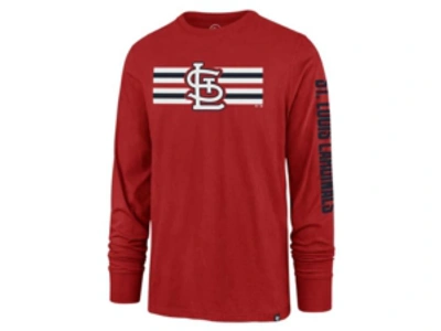 47 Brand St. Louis Cardinals Men's Cross Stripe Long Sleeve T-shirt In Red