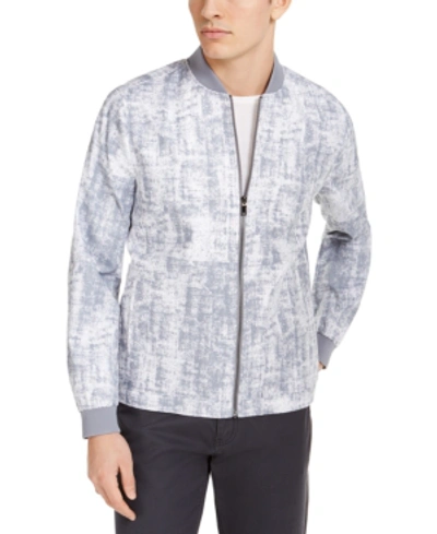 Alfani Men's Printed Bomber Jacket, Created For Macy's In Gray