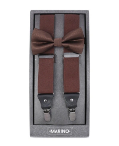 Mio Marino Men's Dashing Suspenders And Bow Tie Set In Brown