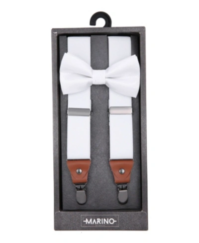 Mio Marino Men's Dashing Suspenders And Bow Tie Set In White