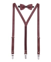 MIO MARINO MEN'S SUEDE LEATHER SUSPENDERS BOW TIE SET