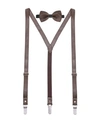 MIO MARINO MEN'S SUEDE LEATHER SUSPENDERS BOW TIE SET