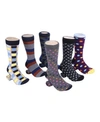 MIO MARINO MEN'S BOLD DESIGNER DRESS SOCKS PACK OF 6