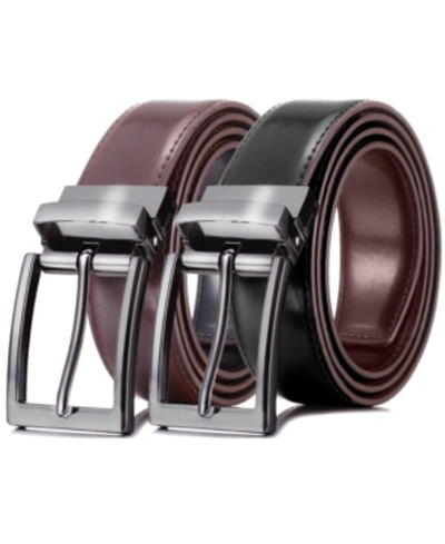 Mio Marino Men's Traditional Reversible Leather Belt In Cranberry