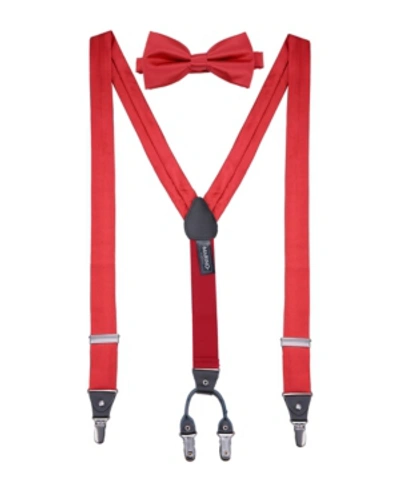 Mio Marino Men's Sharp Dressed Suspenders Bow Tie Set In Red
