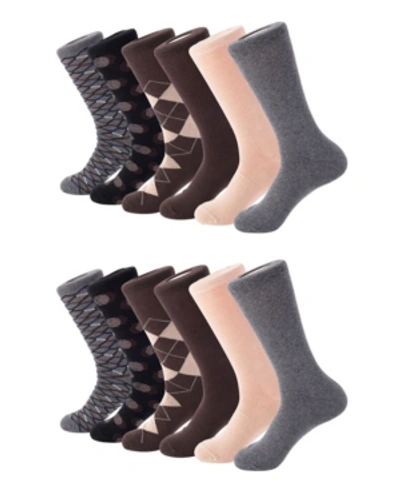 Mio Marino Men's Modern Collection Dress Socks Pack Of 12 In Plum