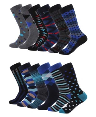 Mio Marino Men's Modern Collection Dress Socks Pack Of 12 In Debonair Pop