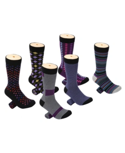 Mio Marino Men's Snazzy Collection Dress Socks Pack Of 6 In Purple