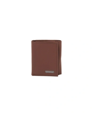 Champs Men's  Leather Rfid Tri-fold Wallet In Gift Box In Tan