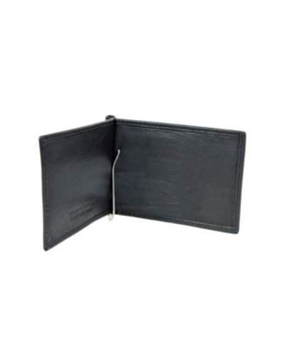 Champs Men's  Genuine Leather Bill Fold Money Clip In Black