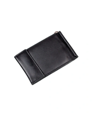 Champs Men's  Genuine Leather Bill Fold Money Clip With Snap Closure In Black