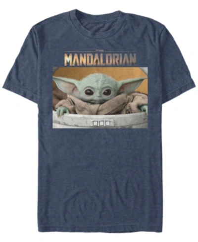 Fifth Sun Men's Star Wars The Mandalorian The Child Big Eyes Portrait Logo Short Sleeve T-shirt In Navy